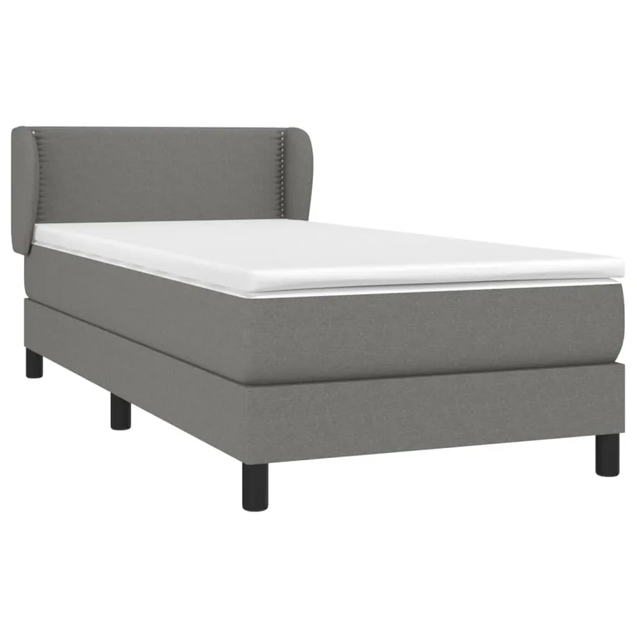 Sommier à lattes de lit avec matelas Gris foncé 90x200 cm Tissu - 3
