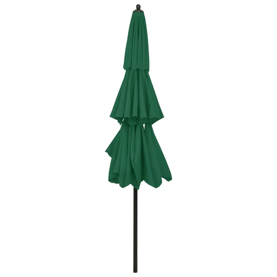 Parasol de jardin à 3 niveaux avec mât en aluminium vert 3 m - 4