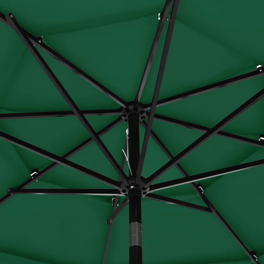Parasol de jardin à 3 niveaux avec mât en aluminium vert 3 m - 5