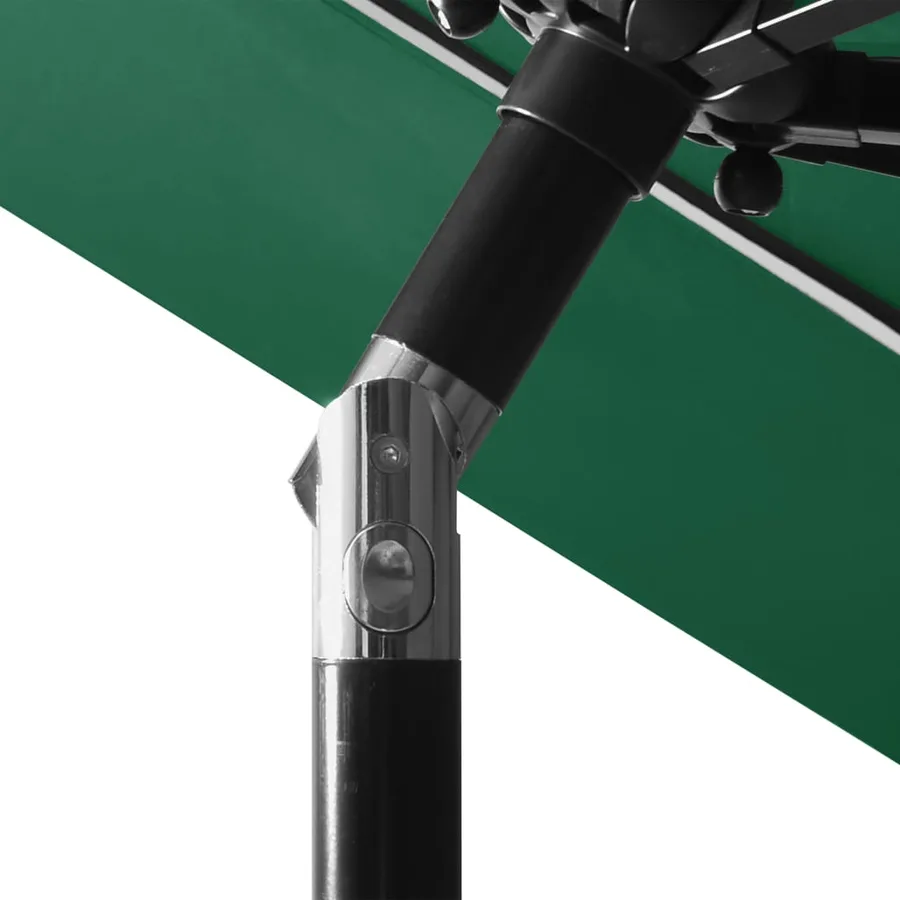 Parasol de jardin à 3 niveaux avec mât en aluminium vert 3 m - 6