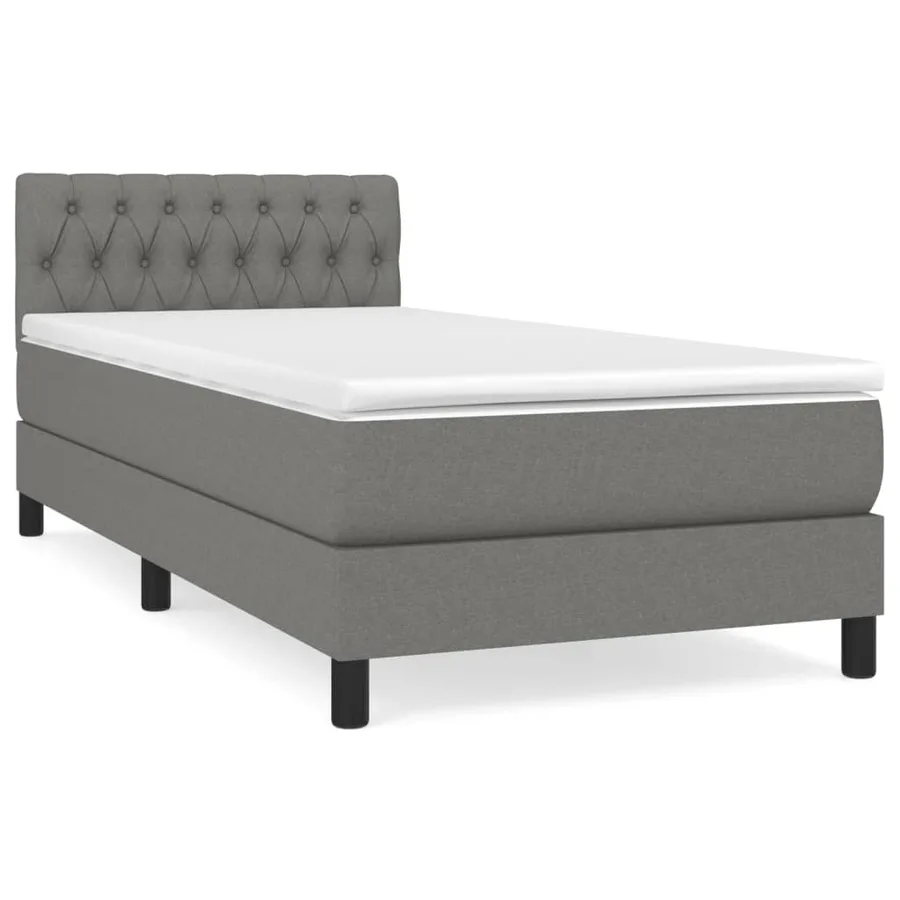 Sommier à lattes de lit avec matelas Gris foncé 90x200 cm Tissu - 2