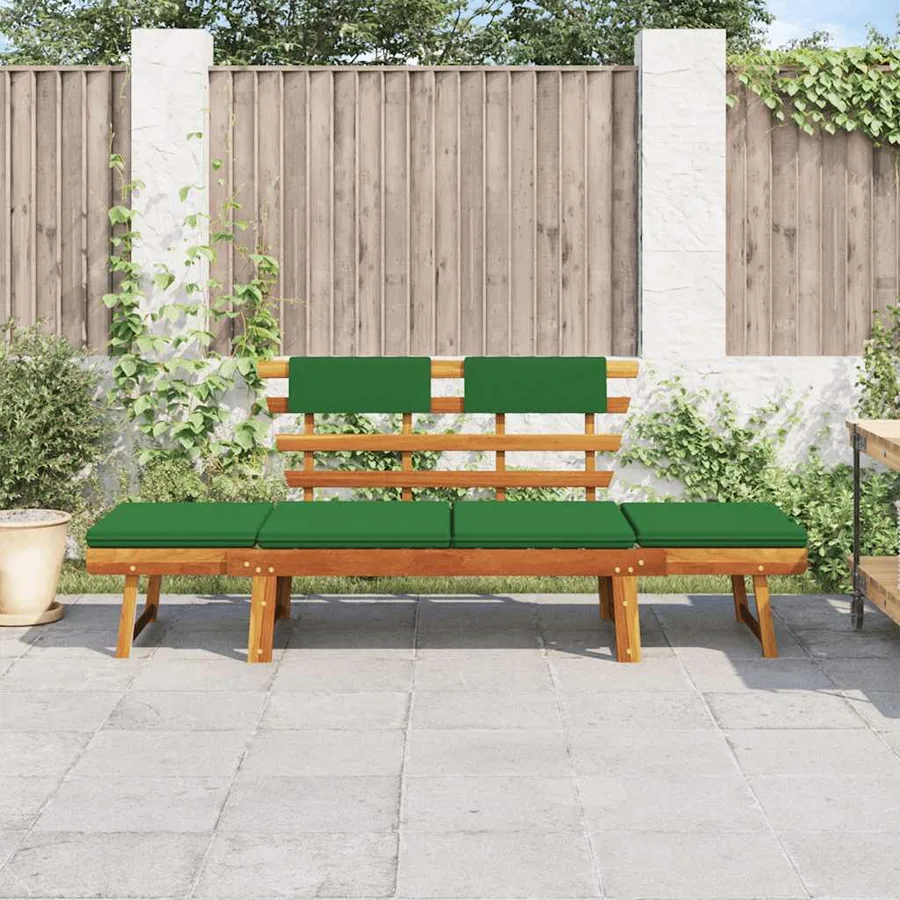 Banc de jardin avec coussins 2-en-1 190 cm Bois solide d'acacia - 3