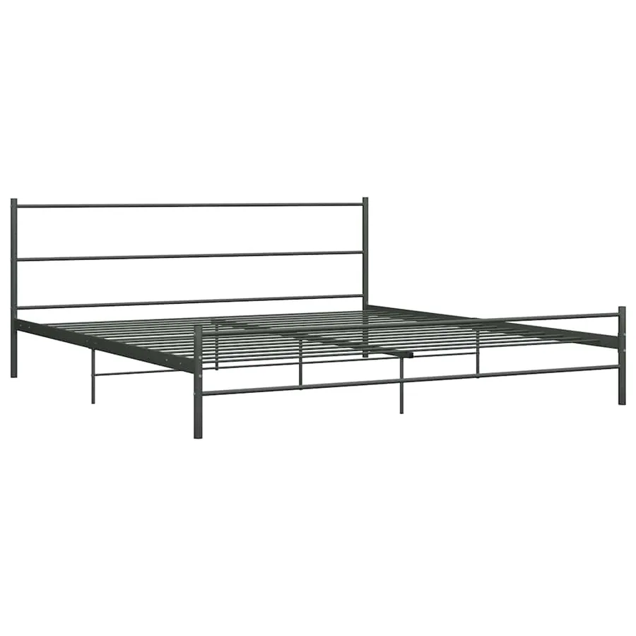 Cadre de lit sans matelas gris métal 180x200 cm - 2