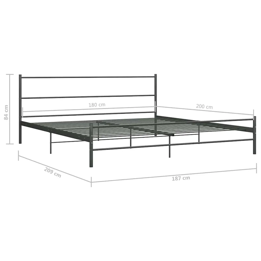 Cadre de lit sans matelas gris métal 180x200 cm - 7