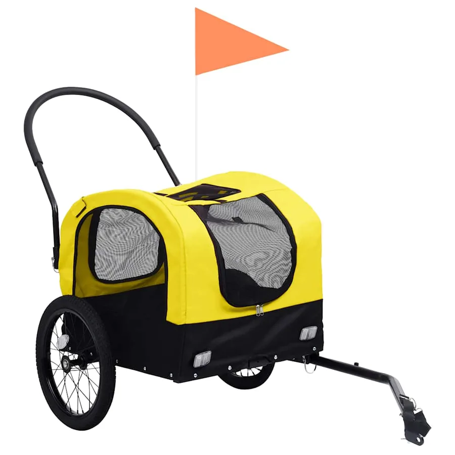 Remorque de vélo pour chiens et poussette 2-en-1 jaune et noir - 2