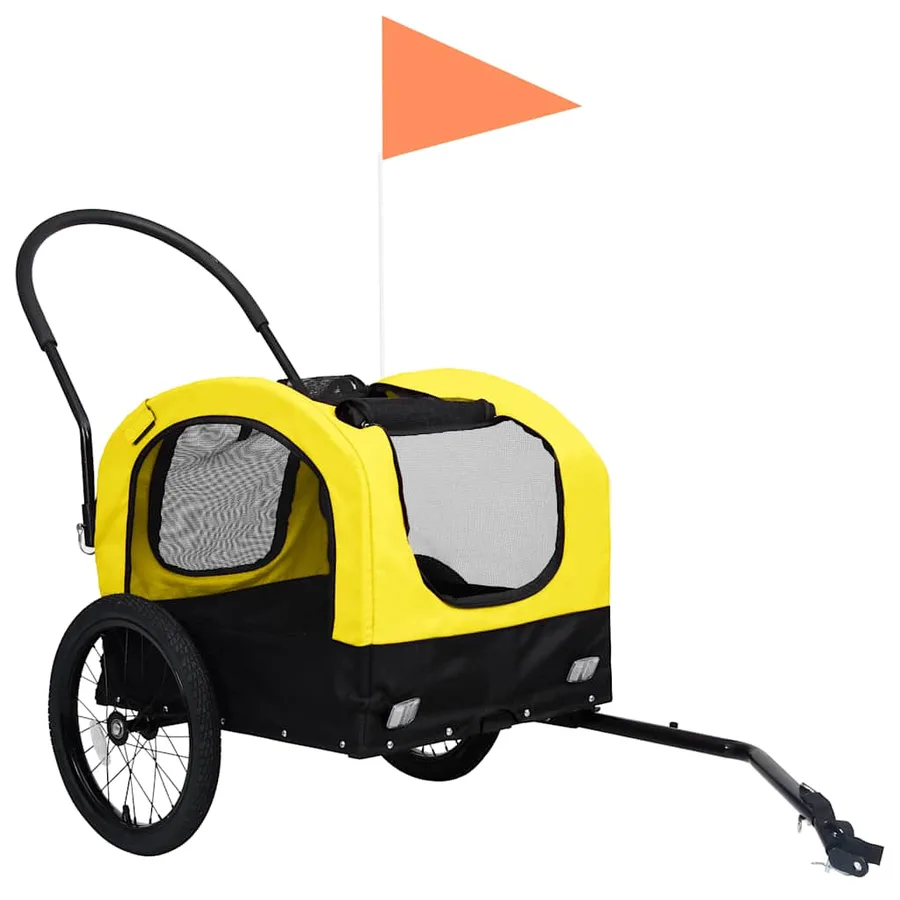 Remorque de vélo pour chiens et poussette 2-en-1 jaune et noir - 3