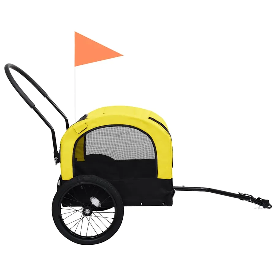 Remorque de vélo pour chiens et poussette 2-en-1 jaune et noir - 4