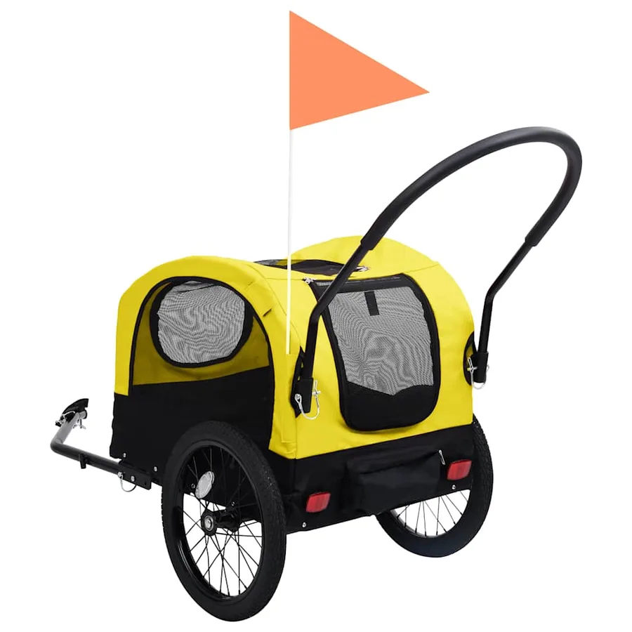 Remorque de vélo pour chiens et poussette 2-en-1 jaune et noir - 5