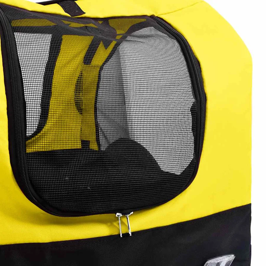 Remorque de vélo pour chiens et poussette 2-en-1 jaune et noir - 7