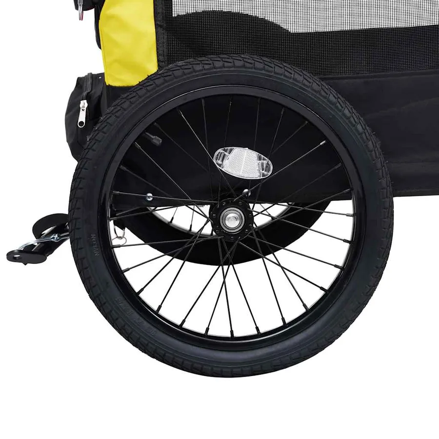 Remorque de vélo pour chiens et poussette 2-en-1 jaune et noir - 9