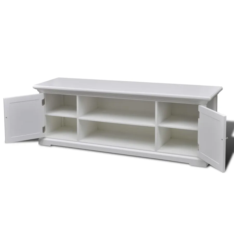 Meuble TV Blanc Bois - 4