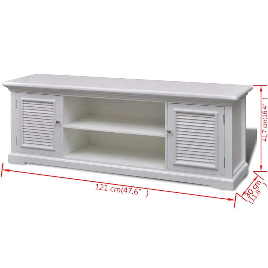 Meuble TV Blanc Bois - 6