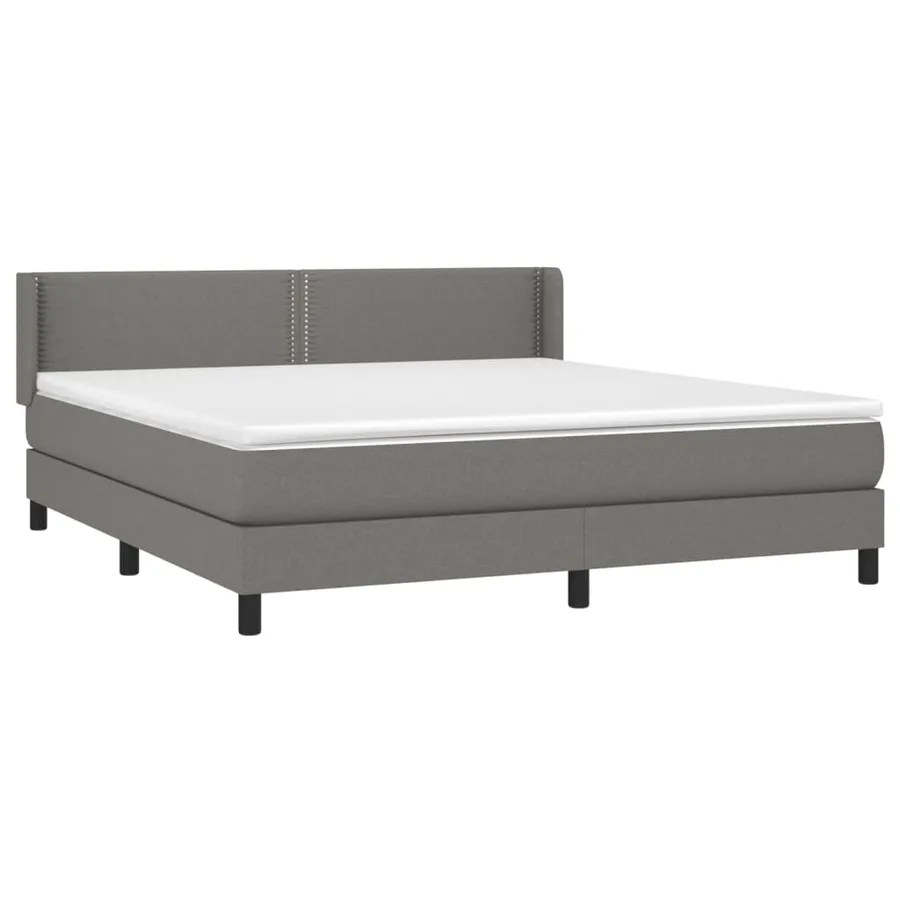 Sommier à lattes de lit avec matelas Gris foncé 180x200cm Tissu - 3