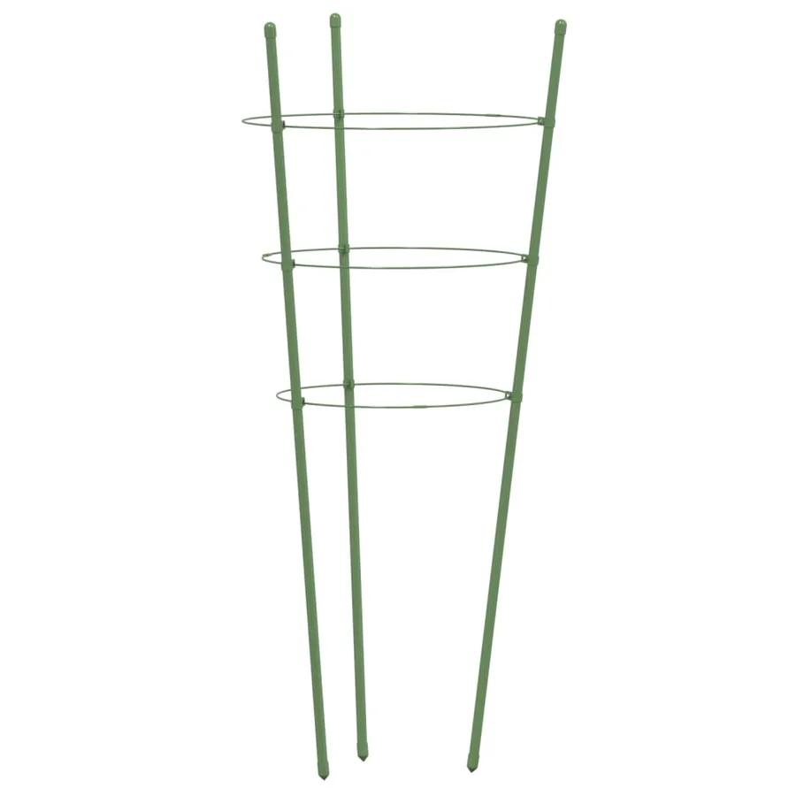 Supports pour plantes de jardin 3 anneaux 5pcs Vert 45 cm Acier - 4