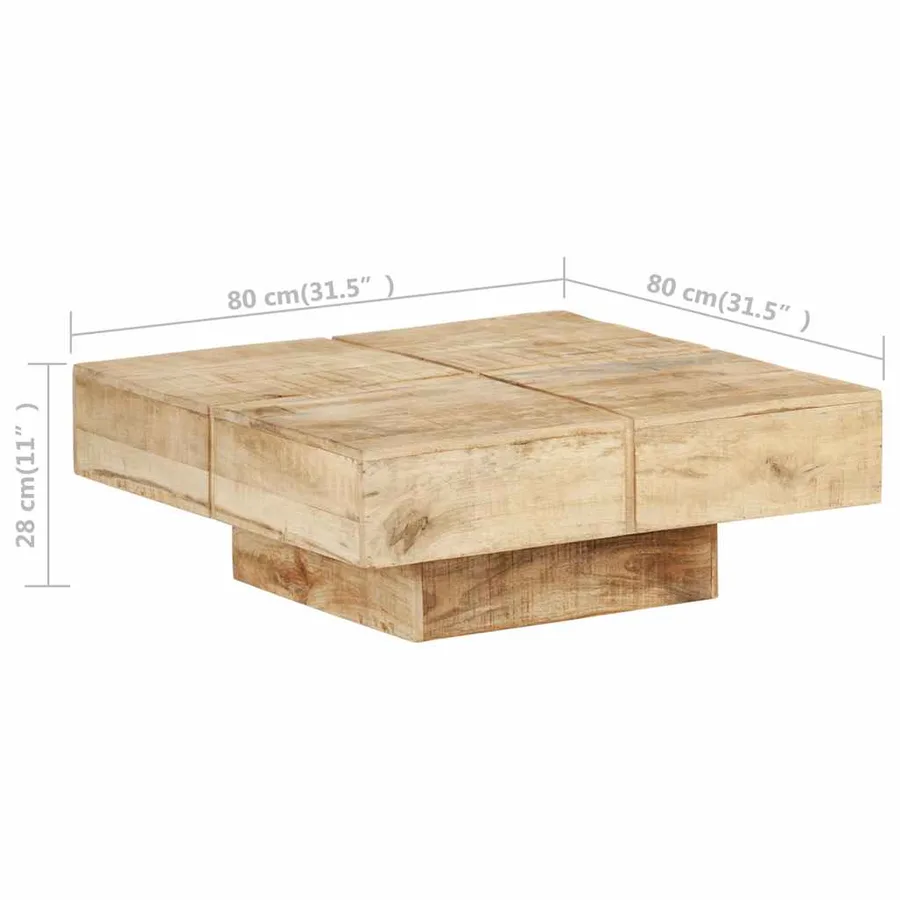 Table basse 80x80x28 cm Bois de manguier massif - 6