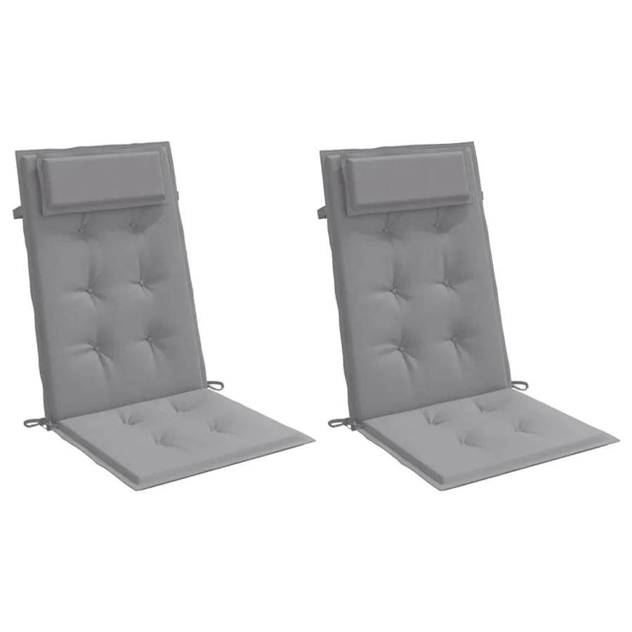 Coussins de chaise à dossier haut lot de 2 gris tissu oxford - 3