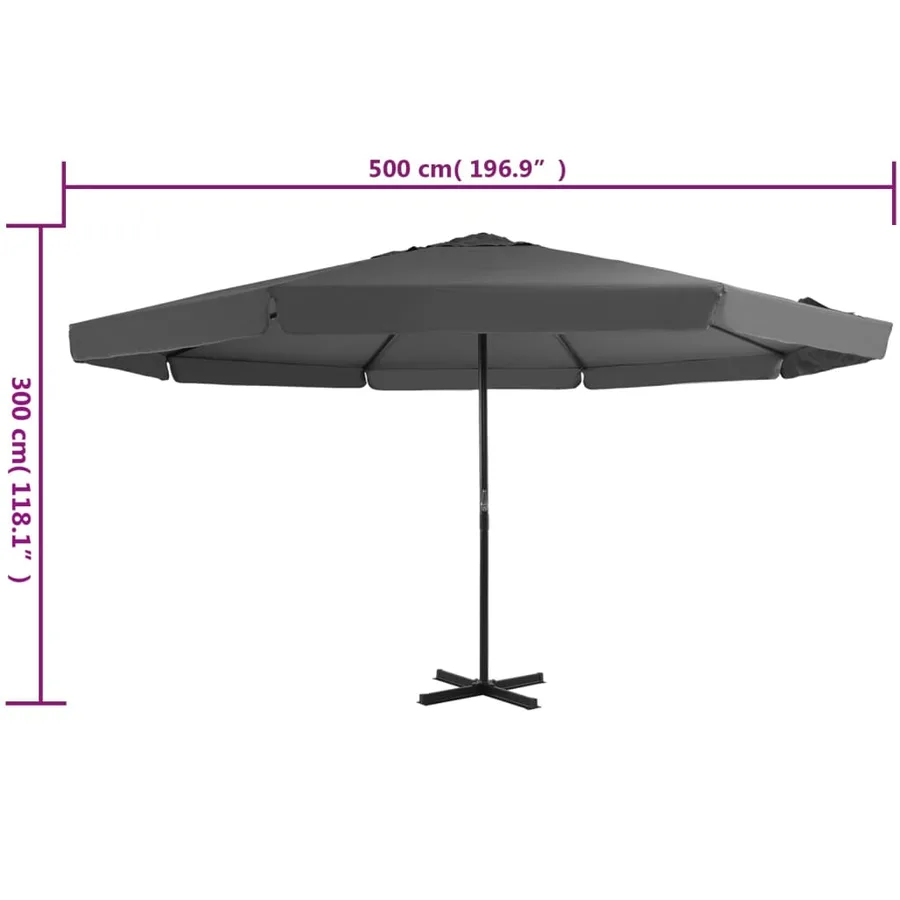 Parasol d'extérieur avec mât en aluminium 500 cm anthracite - 7