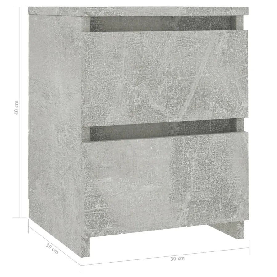 Table de chevet Gris béton 30x30x40 cm Bois d’ingénierie - 6