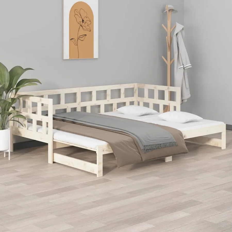 Lit coulissant sans matelas bois de pin solide 2x(80x200) cm