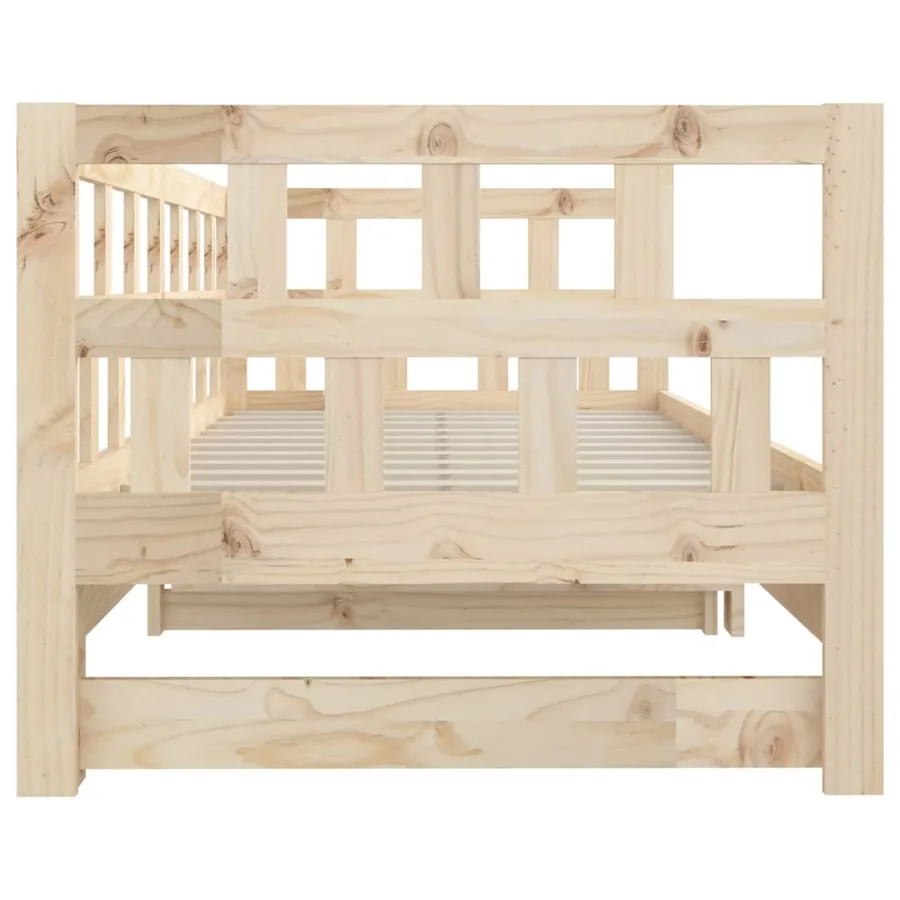 Lit coulissant sans matelas bois de pin solide 2x(80x200) cm - 11