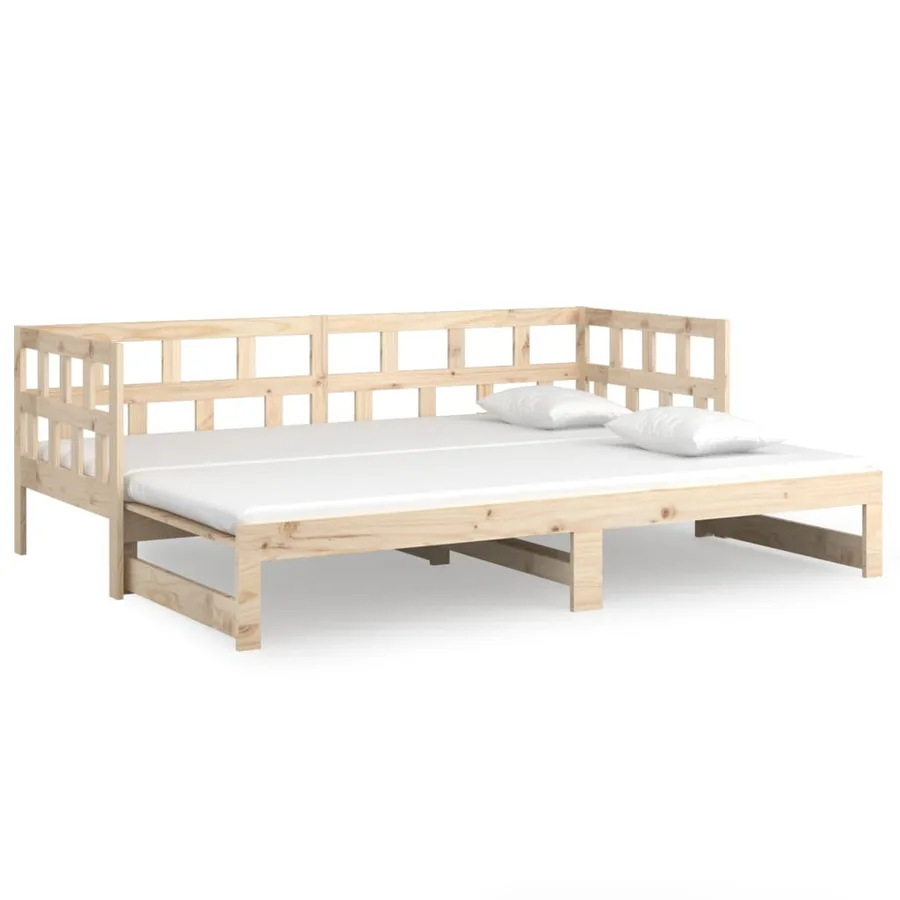 Lit coulissant sans matelas bois de pin solide 2x(80x200) cm - 2