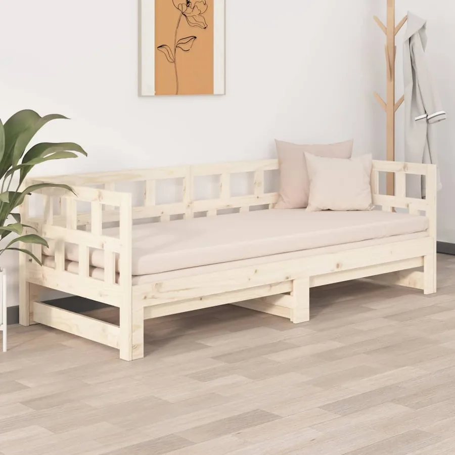 Lit coulissant sans matelas bois de pin solide 2x(80x200) cm - 4