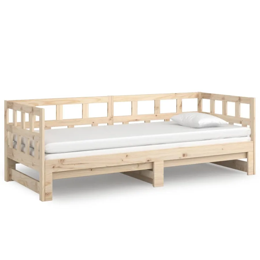 Lit coulissant sans matelas bois de pin solide 2x(80x200) cm - 6