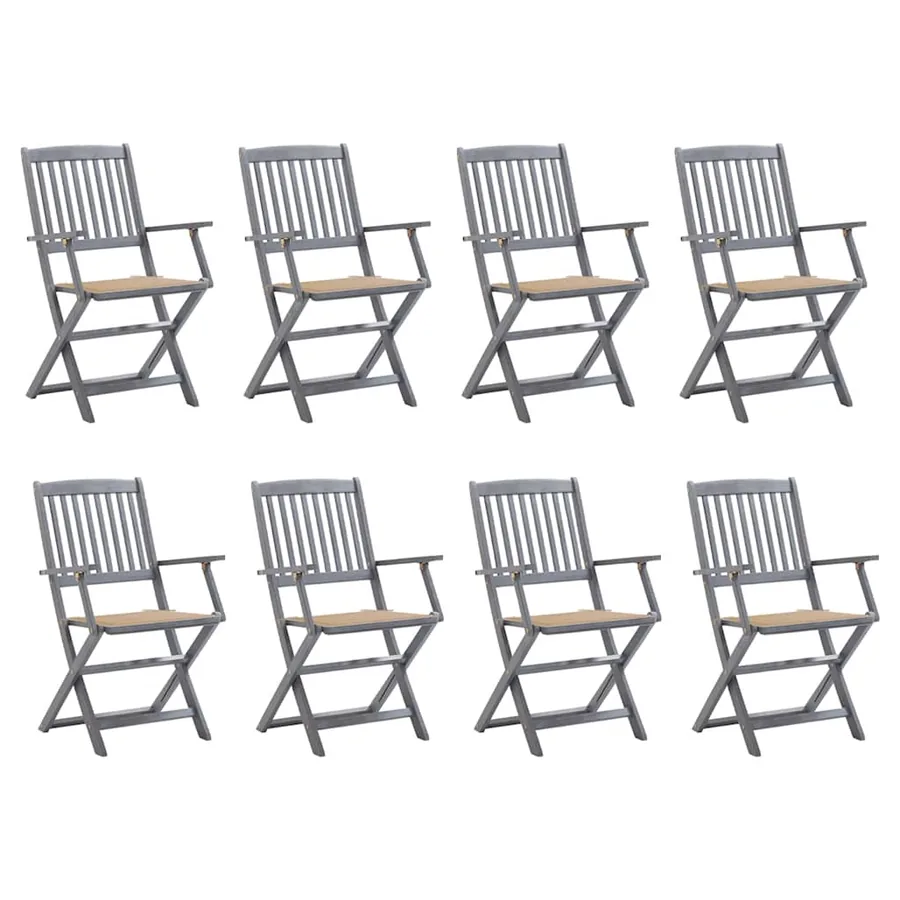 Chaises pliables d'extérieur lot de 8 et coussins Bois d'acacia