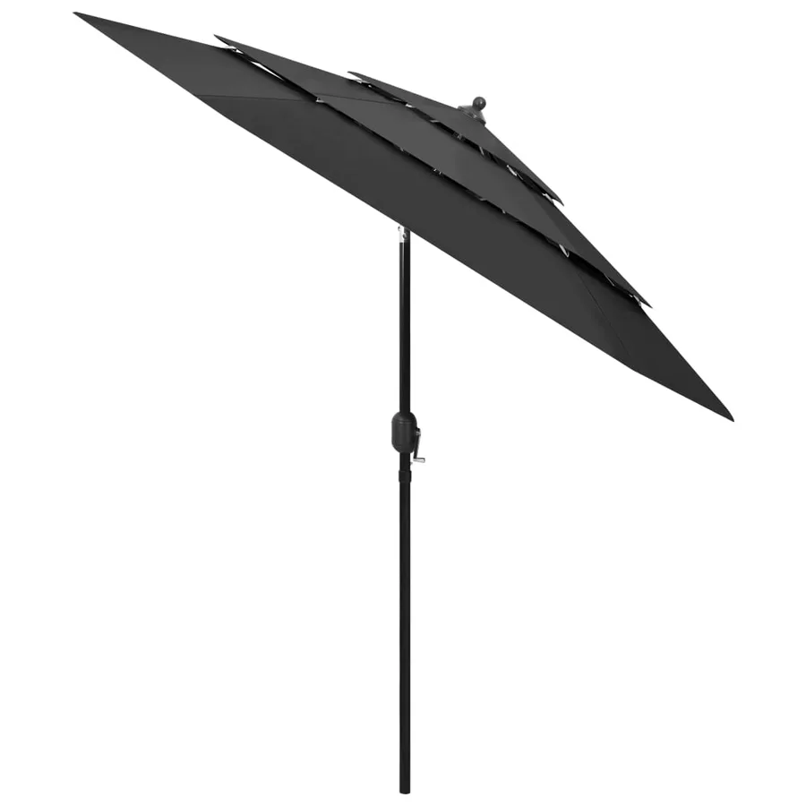 Parasol de jardin à 3 niveaux avec mât en aluminium anthracite - 2