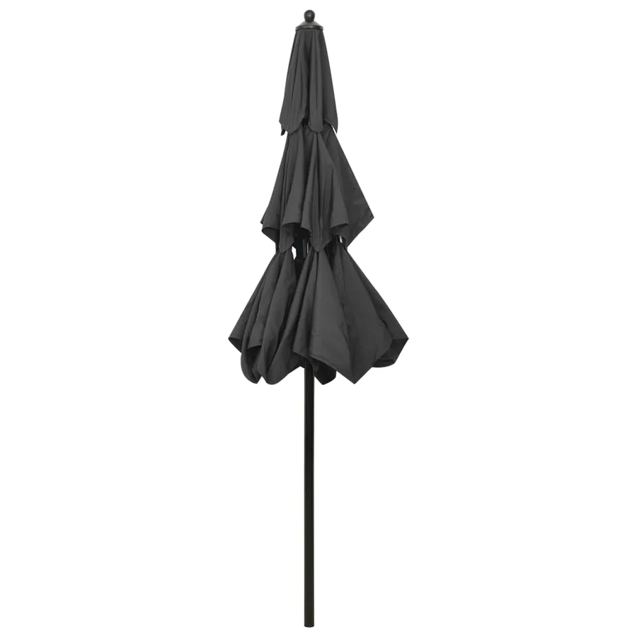 Parasol de jardin à 3 niveaux avec mât en aluminium anthracite - 4