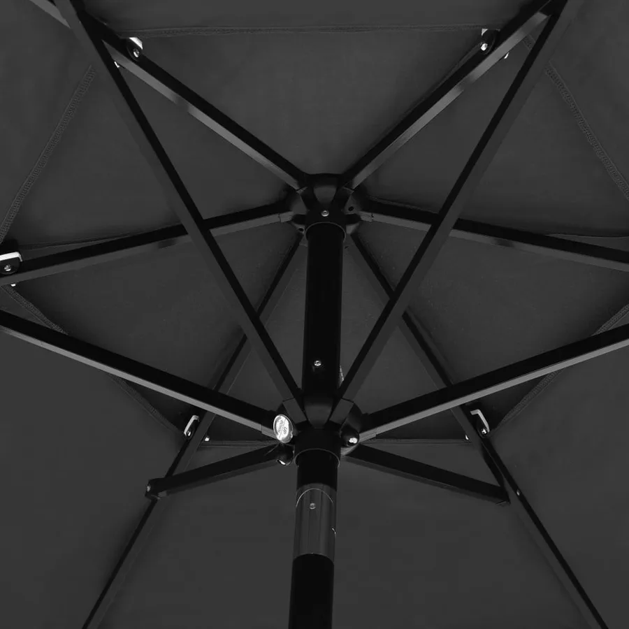 Parasol de jardin à 3 niveaux avec mât en aluminium anthracite - 5