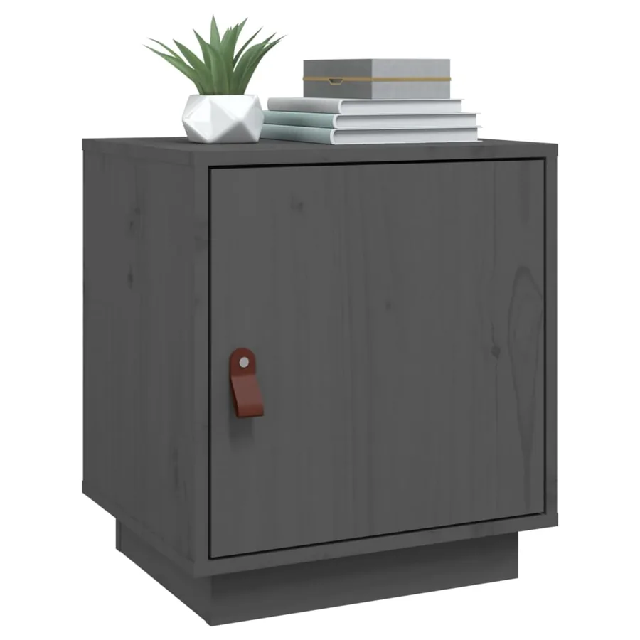 Table de chevet Gris 40x34x45 cm Bois de pin massif - 4