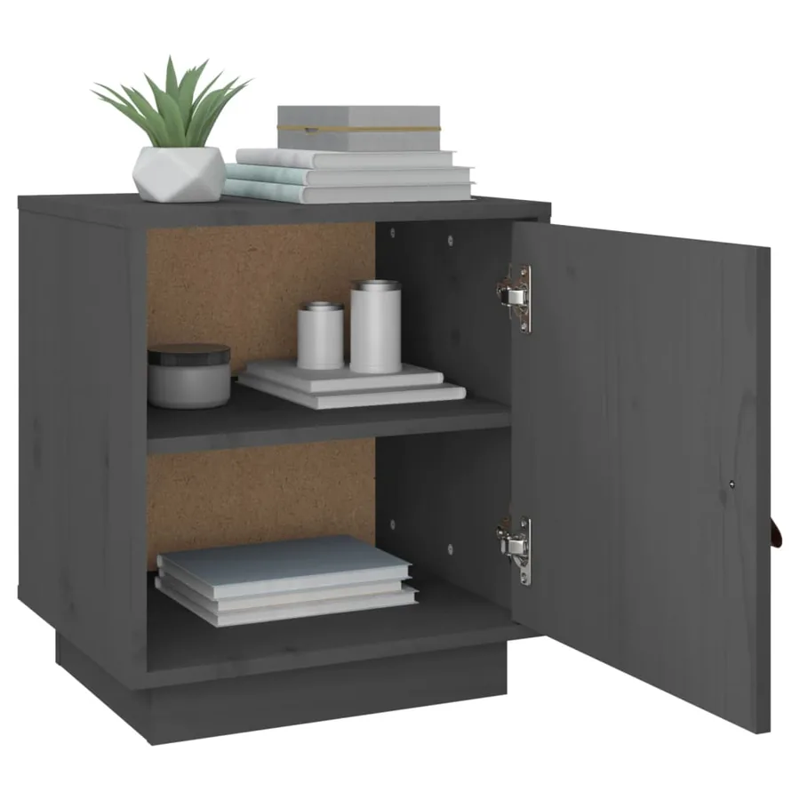 Table de chevet Gris 40x34x45 cm Bois de pin massif - 5