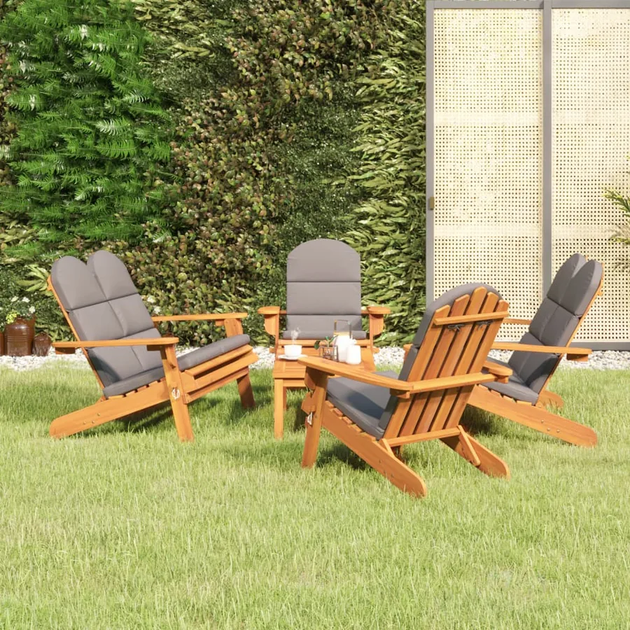 Ensemble de salon de jardin Adirondack 5 pcs bois acacia solide