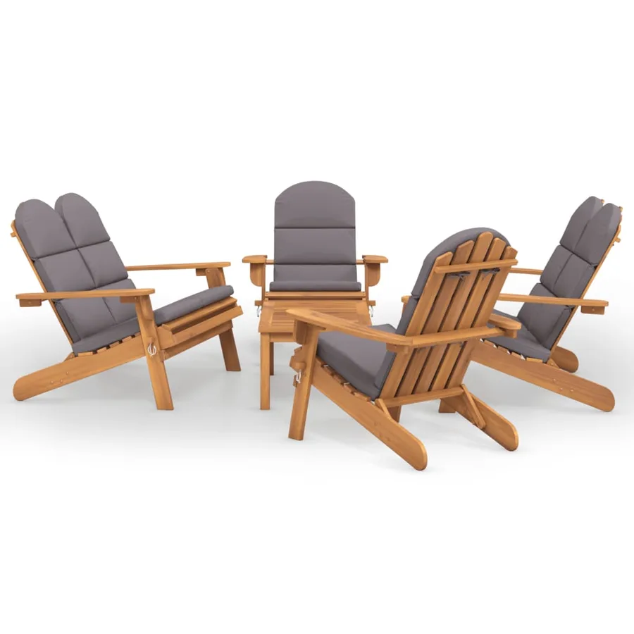Ensemble de salon de jardin Adirondack 5 pcs bois acacia solide - 2