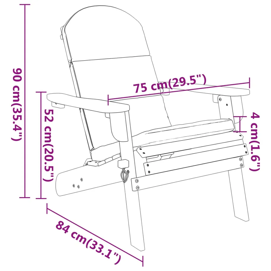 Ensemble de salon de jardin Adirondack 5 pcs bois acacia solide - 9