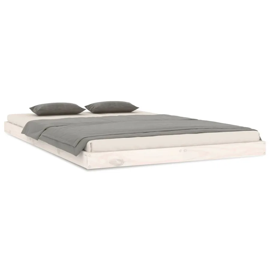 Cadre de lit sans matelas blanc 120x200 cm bois de pin massif - 2