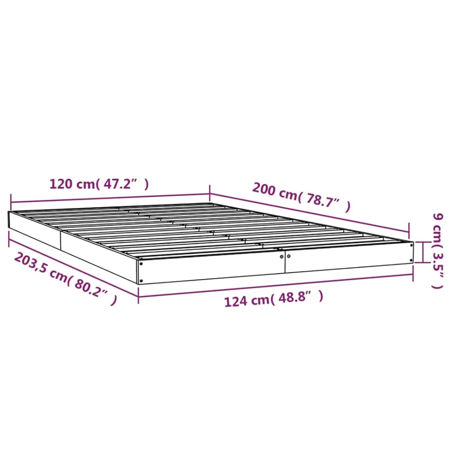 Cadre de lit sans matelas blanc 120x200 cm bois de pin massif - 8