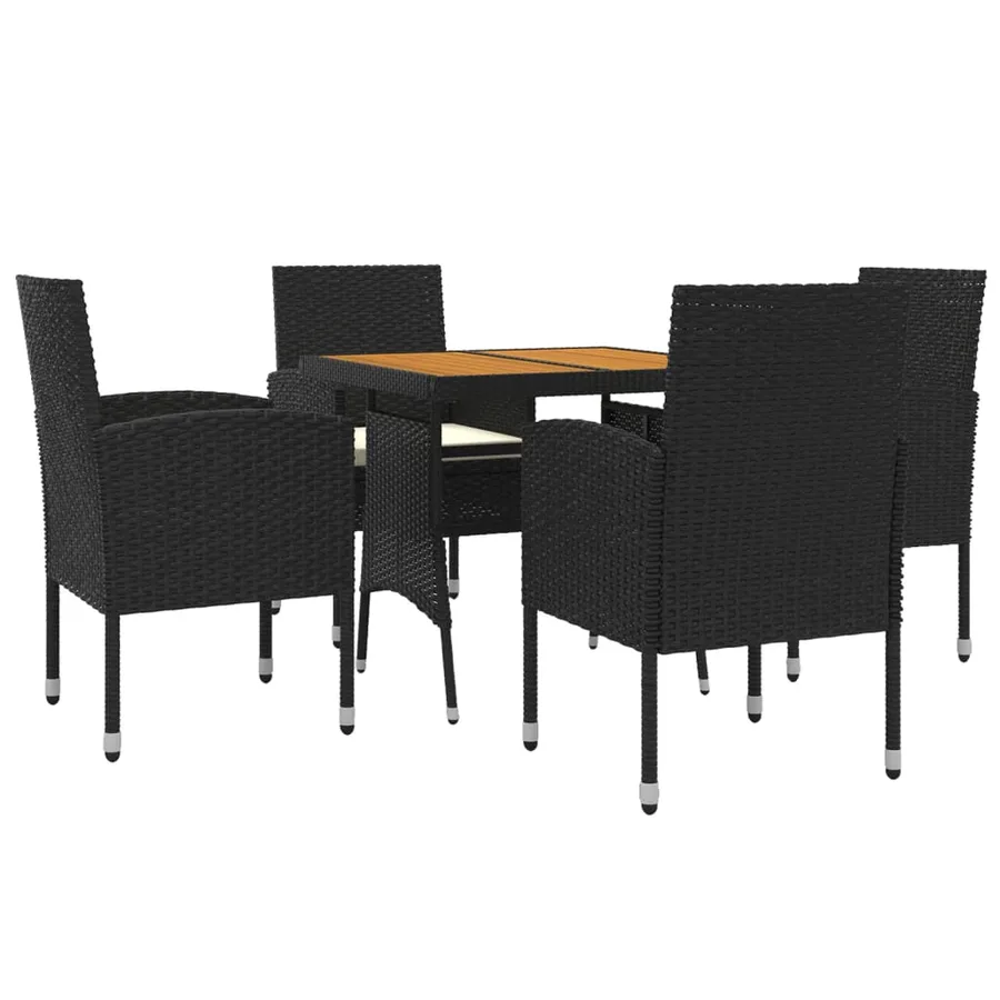 Ensemble à manger d'extérieur 5 pcs Résine tressée Noir - 3
