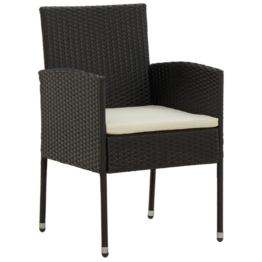 Ensemble à manger d'extérieur 5 pcs Résine tressée Noir - 4