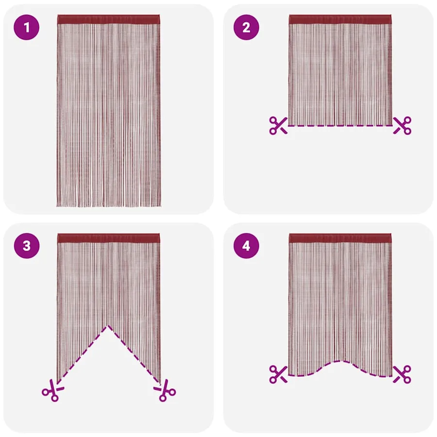 Rideau en fils 2 pcs 140 x 250 cm Bordeaux - 6