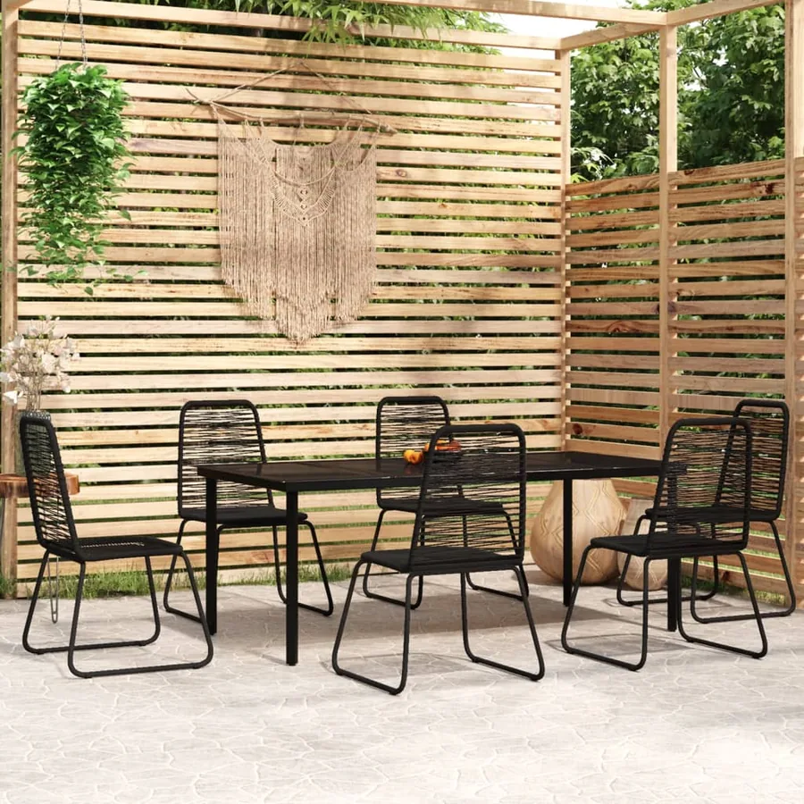 Ensemble à manger de jardin 7 pcs Noir