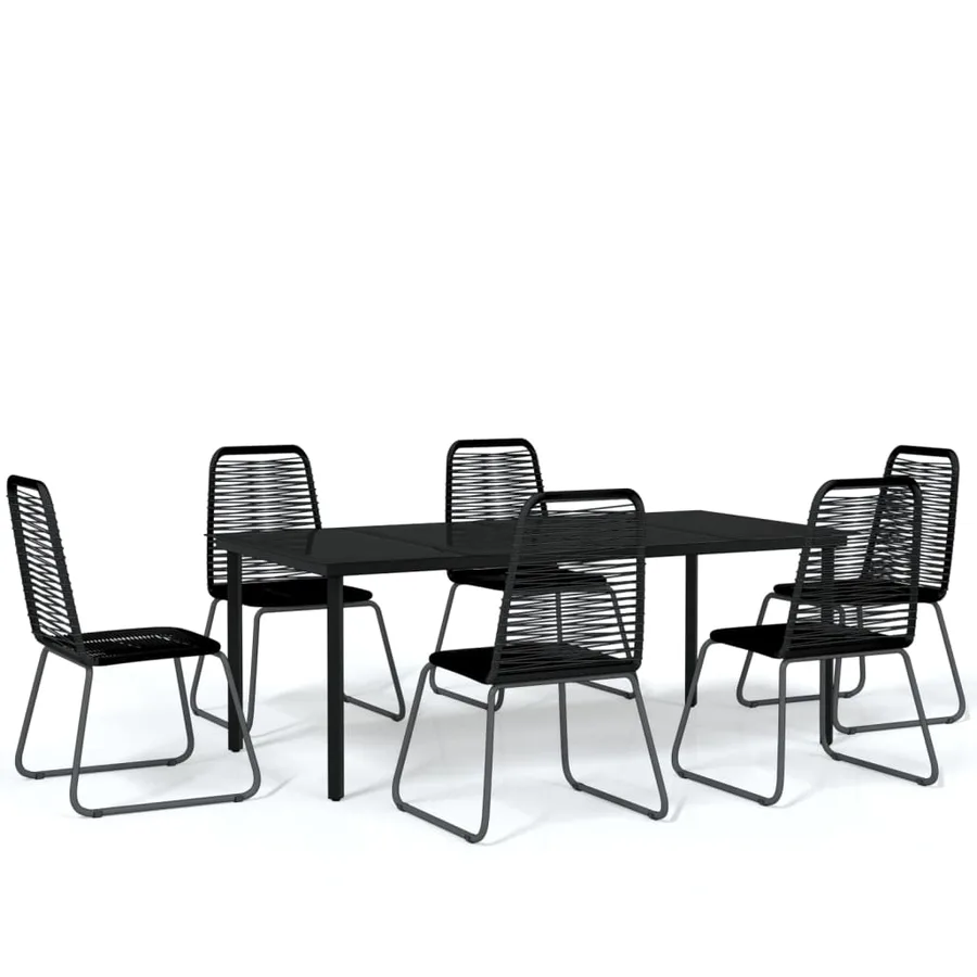 Ensemble à manger de jardin 7 pcs Noir - 2