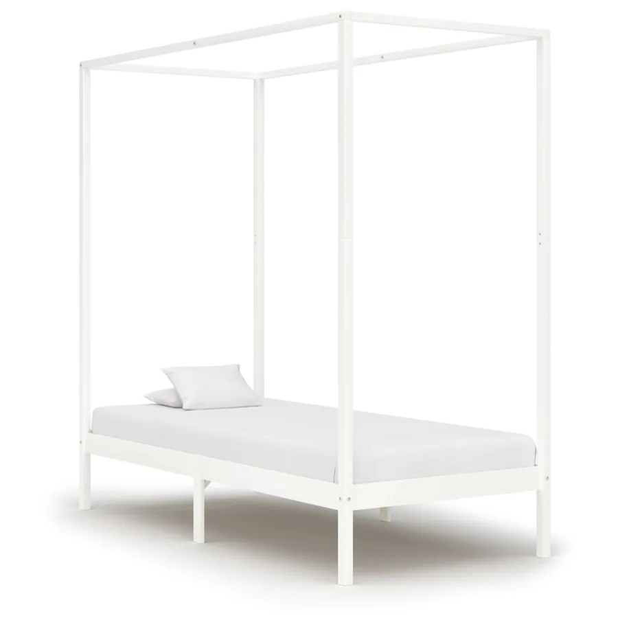 Cadre de lit à baldaquin sans matelas bois massif 100x200 cm