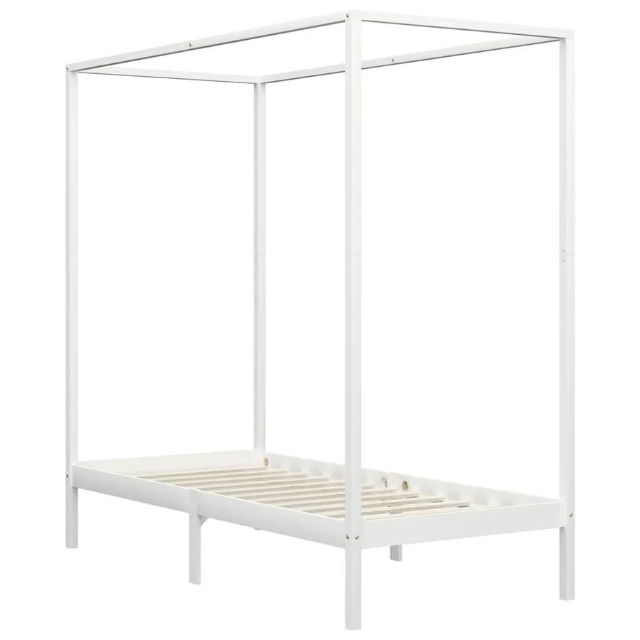 Cadre de lit à baldaquin sans matelas bois massif 100x200 cm - 2