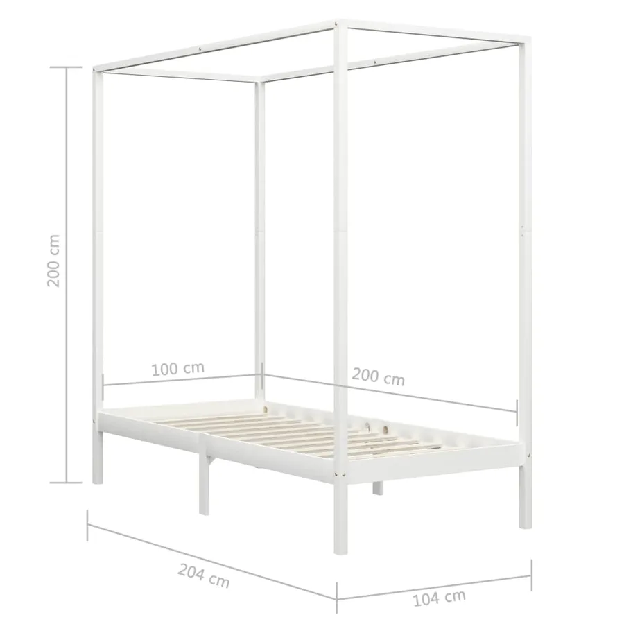Cadre de lit à baldaquin sans matelas bois massif 100x200 cm - 7