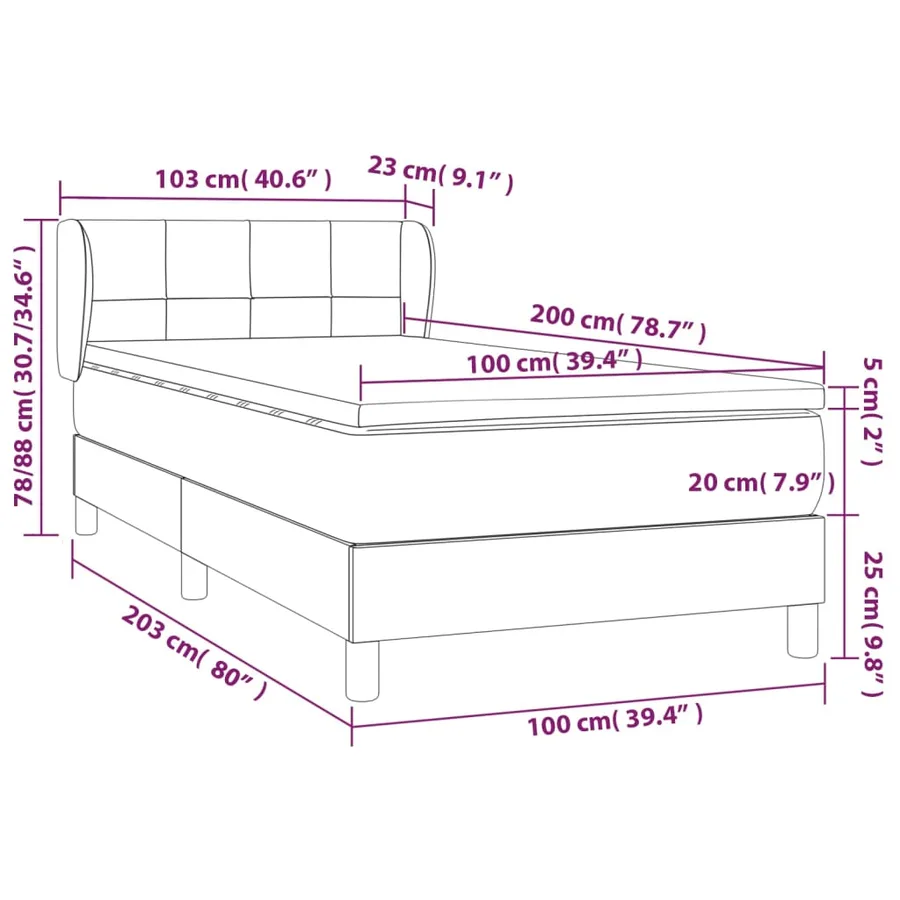Sommier à lattes de lit et matelas Gris clair 100x200cm Velours - 7