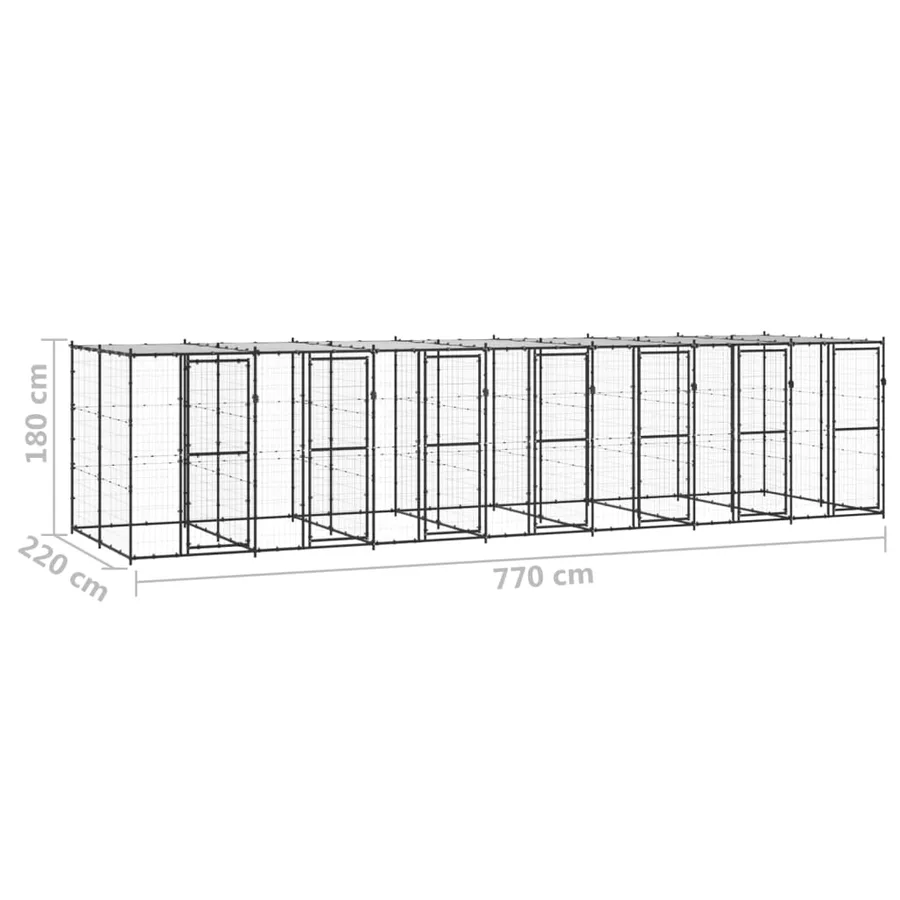 Chenil extérieur Acier avec toit 16,94 m² - 6