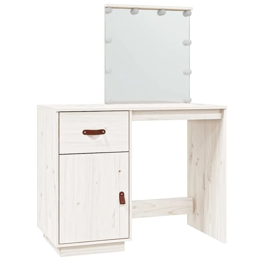 Coiffeuse avec LED Blanc 95x50x133,5 cm Bois de pin massif - 2