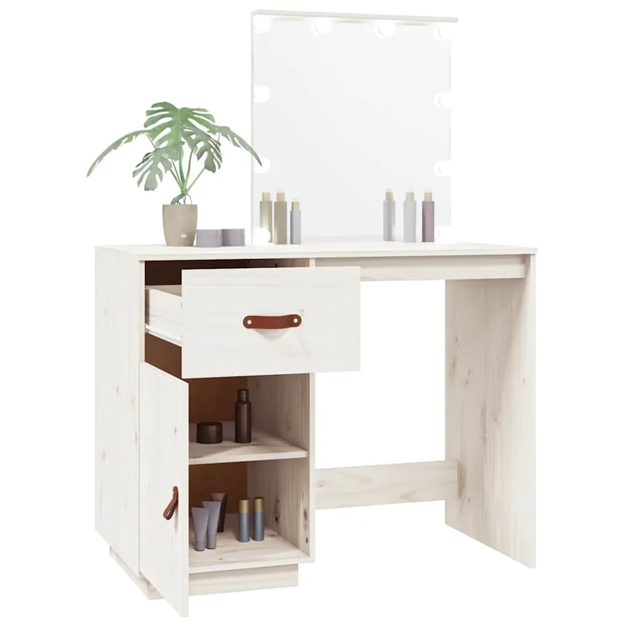 Coiffeuse avec LED Blanc 95x50x133,5 cm Bois de pin massif - 5